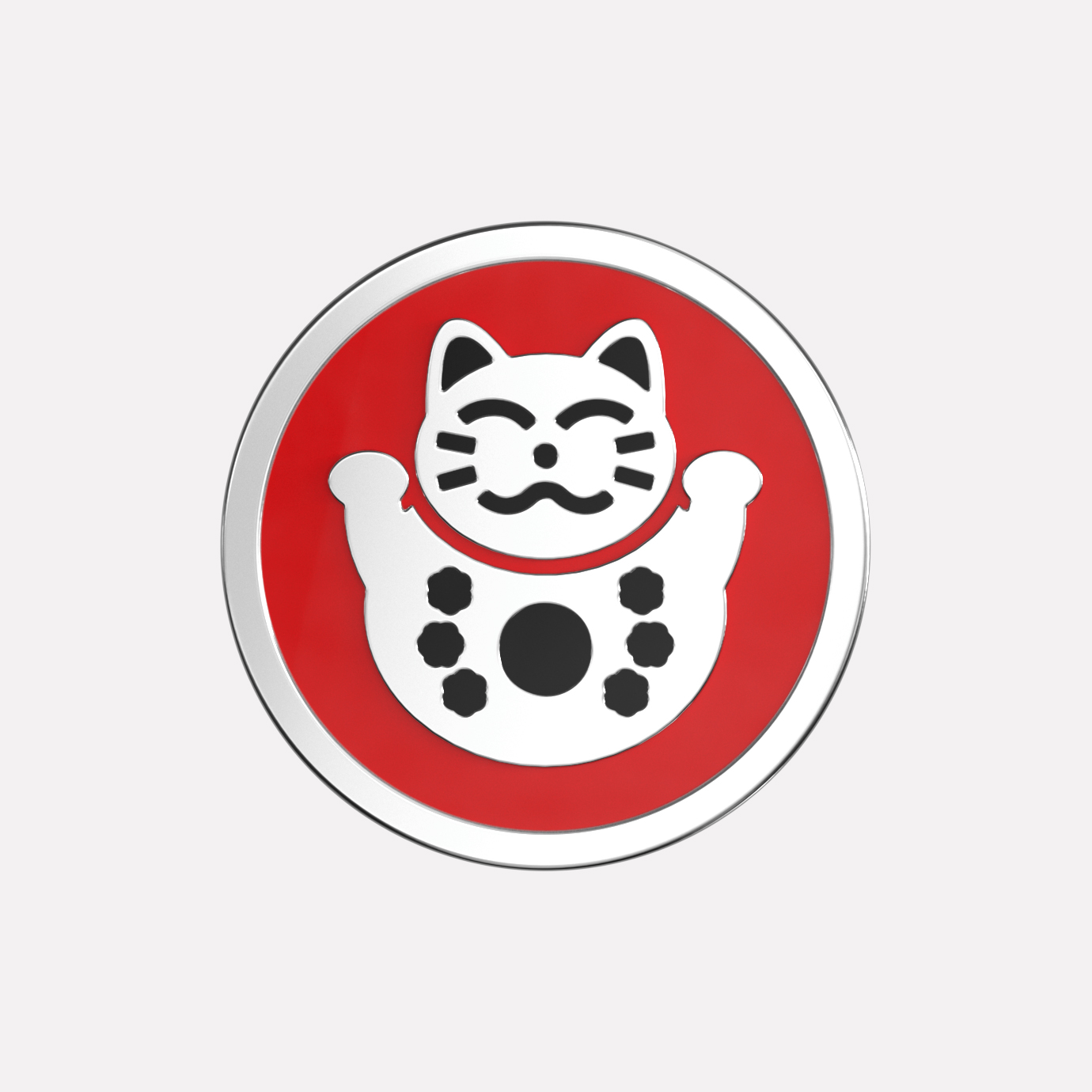 Playful Joollion charm Silver Maneki, in platinum-plated Sterling Silver.