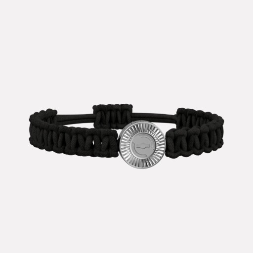 Joolet Bracelet Thick Cord (Βραχιόλι Μακραμέ με χοντρό κορδόνι). Μαύρο χρώμα. Ασήμι 925. Συνδυάζεται με όλα τα Joollions.