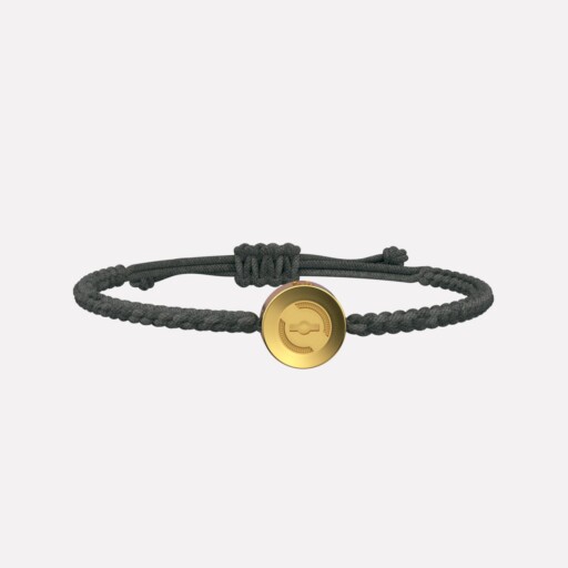 Joolet Bracelet Thin Cord (Μακραμέ με λεπτό κορδόνι). Γκρι χρώμα. Επιχρυσωμένο ασήμι 925. Συνδυάζεται με όλα τα Joollions.