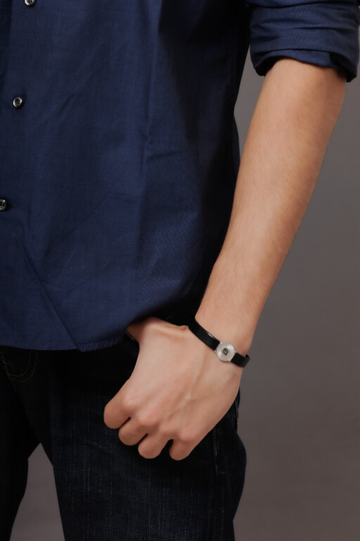 Joolet Bracelet Wide Leather (Μαύρο, Δερμάτινο, Βραχιόλι). Ασήμι 925. Βάση για όλα τα Joollions.