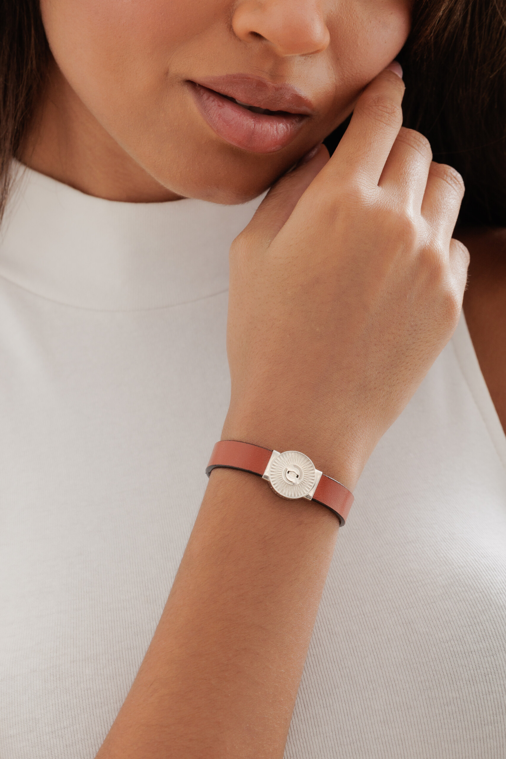 Joolet Bracelet Wide Leather (Καφέ, Δερμάτινο, Βραχιόλι). Ασήμι 925. Βάση για όλα τα Joollions.