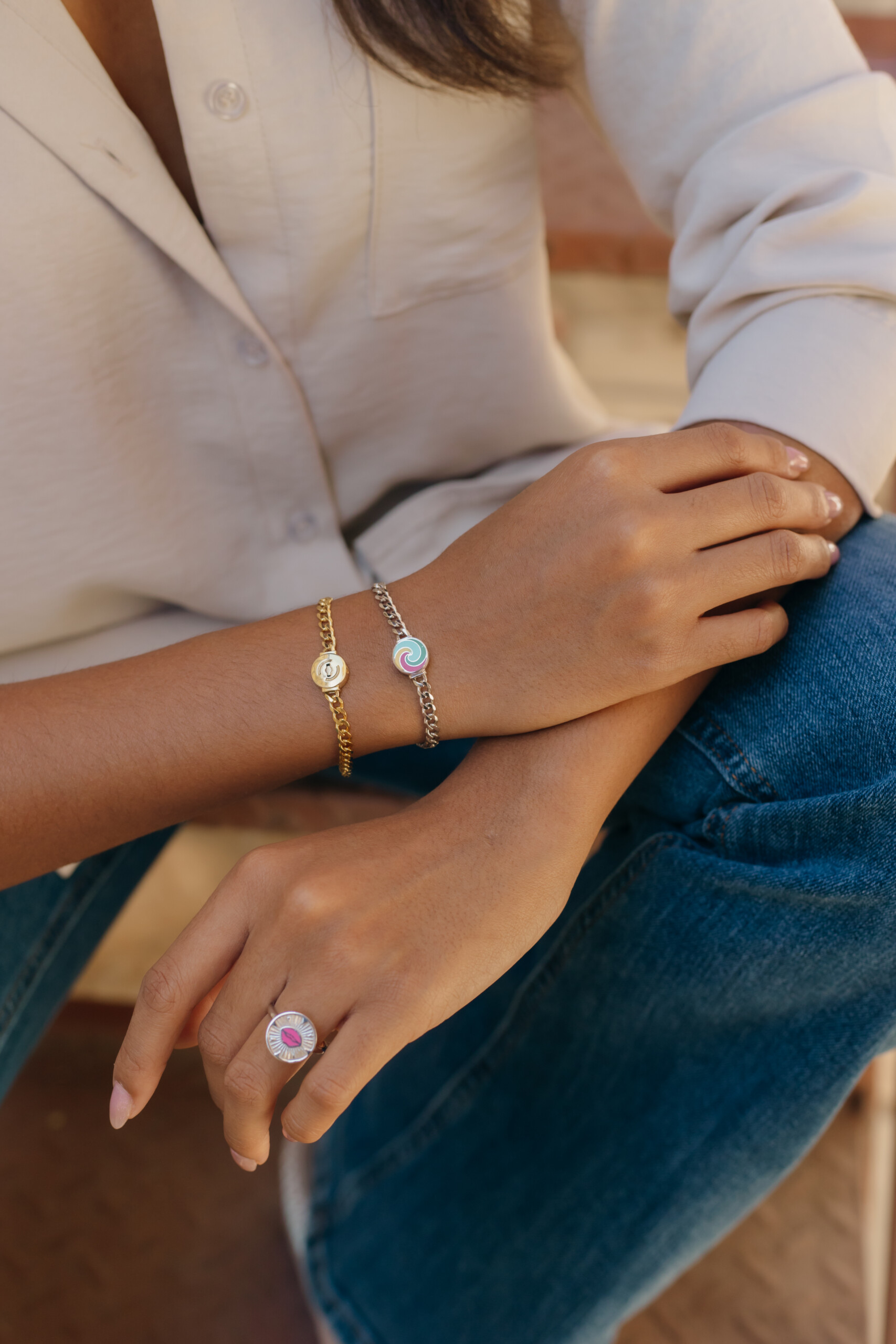 Joolet Bracelets Narrow Chain και Joolet Ring. Ασήμι 925. Συνδυάζονται με όλα τα Joollions.