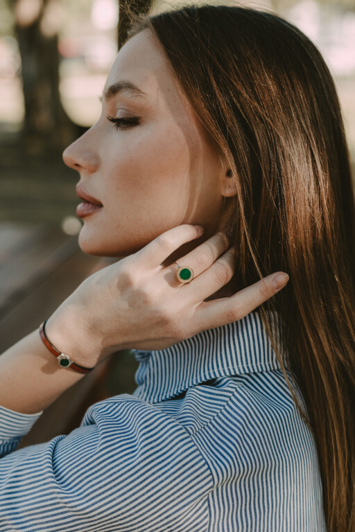 Joolet Ring και Joolet Bracelet με δερμάτινο λουράκι. Κοσμήματα από επιπλατινωμένο ασήμι 925 για custom δημιουργίες.