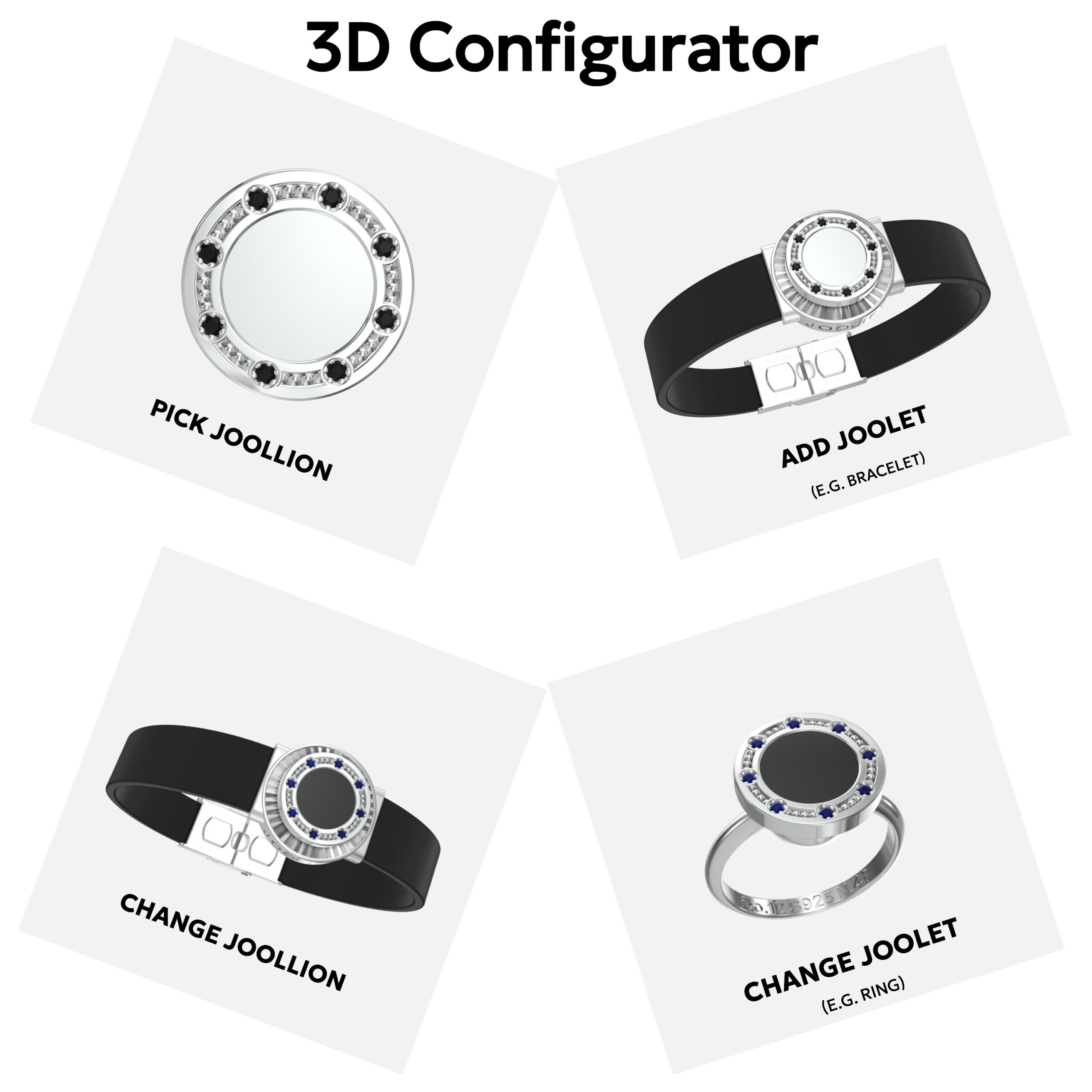 Διαμόρφωσε τις δικές σου συνθέσεις κοσμημάτων βήμα-βήμα, αξιοποιώντας τις δυνατότητες του 3d Product Configurator της Joolify.