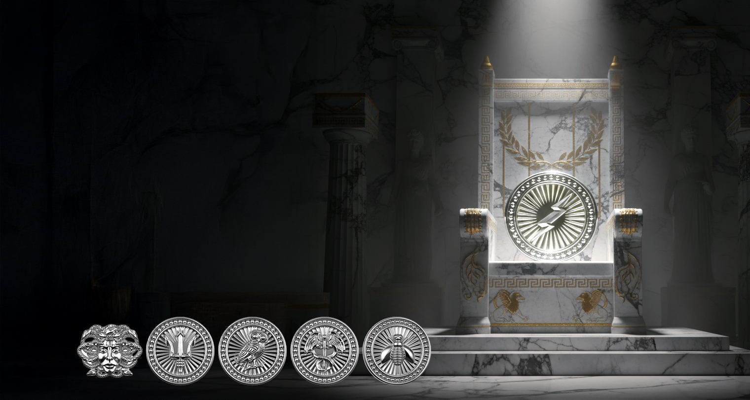 Κεντρικό banner της συλλογής Ancient Greek Symbols με σύμβολα και κοσμήματα Joolify εμπνευσμένα από την αρχαία Ελλάδα.